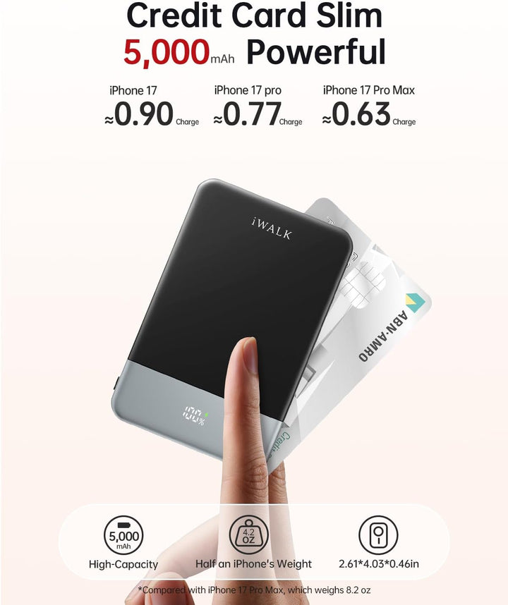 iWALK Magsafe Cargador portátil de 5,000 mAh, banco de energía inal...