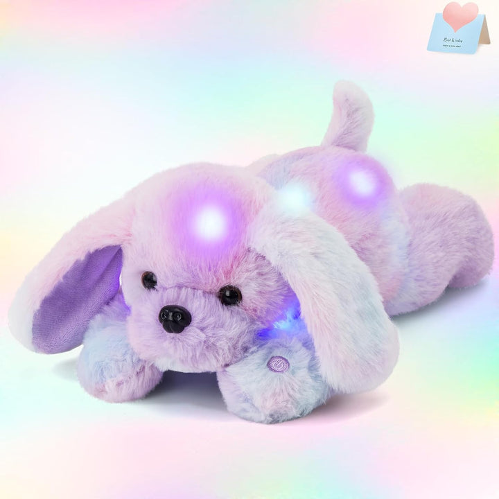WEWILL Peluche de cachorro con luz de arcoíris de 12 pulgadas con l...
