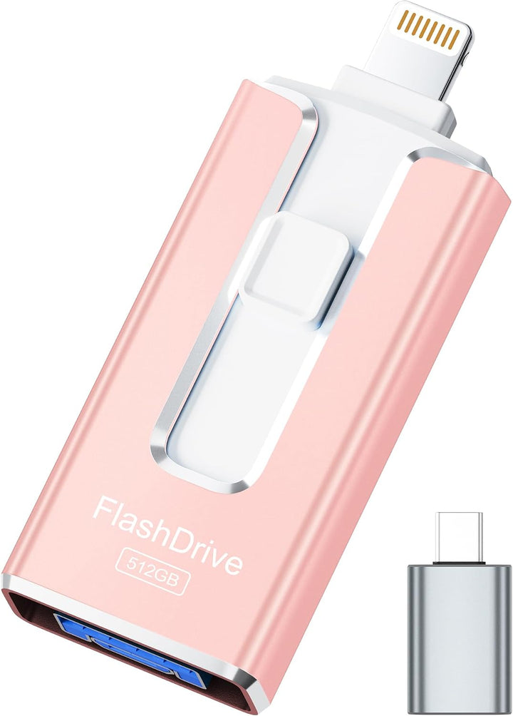 Unidad flash con certificación MFi para iPhone iPad de 512 GB, barr...