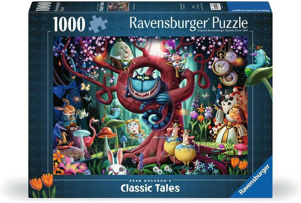 Ravensburger - Rompecabezas de 1000 piezas Most Everyone is Mad - Impactante representación de Alicia en el País de las Maravillas - Escena audaz e imaginativa - Regalo ideal - Arte enmarcable