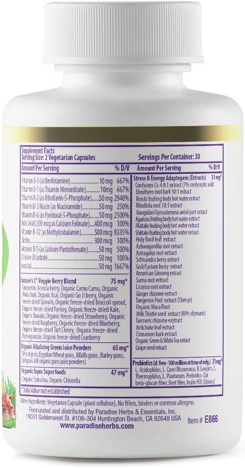 Paradise Herbs Earth's Blend - Paquete multivitamínico y complejo B...