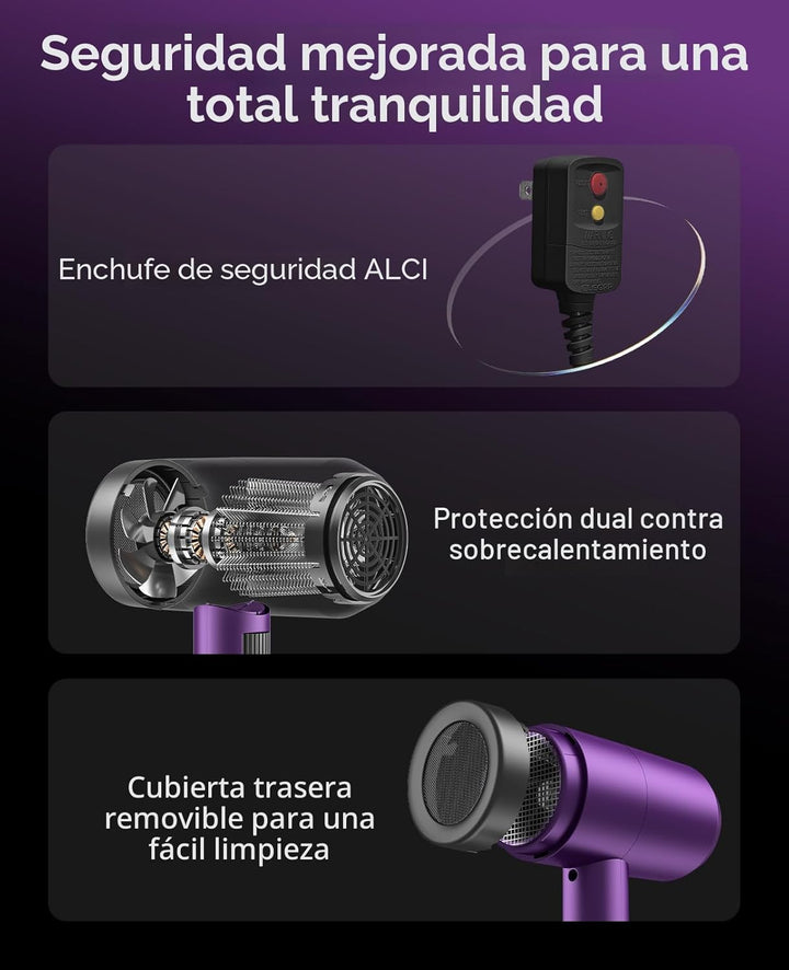 CONFU - Secador de pelo con difusor, secador iónico de 1600 W, port...