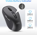XBG B15 Ratón inalámbrico Tri-Mode, Bluetooth 5.0\/4.0 y 2.4G, 5 ni...