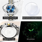 OLEVS Reloj para Mujer Moderno de Moda con Diamantes para Damas Analógico, Acero Inoxidable, Resistente al Agua, Luminosa, Día, Fecha, Dos Tonos