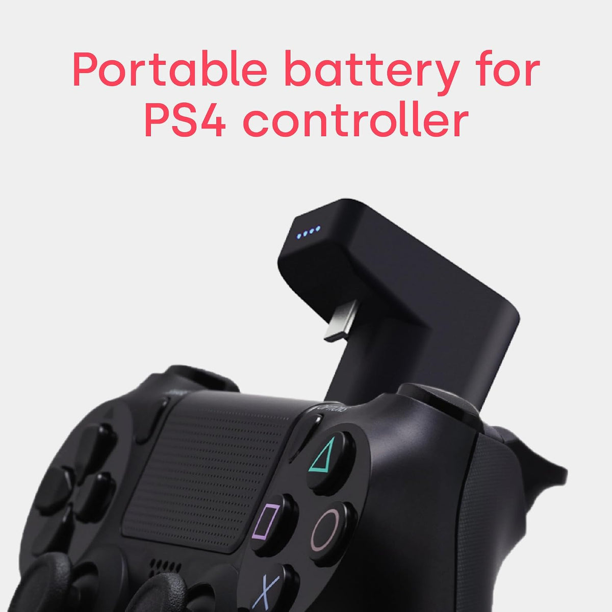 4 - Cargador inalámbrico para controlador PlayStation 4, batería portátil para DualShock 4, jugar mientras se carga, +12 horas de duración de la batería, accesorio PS4