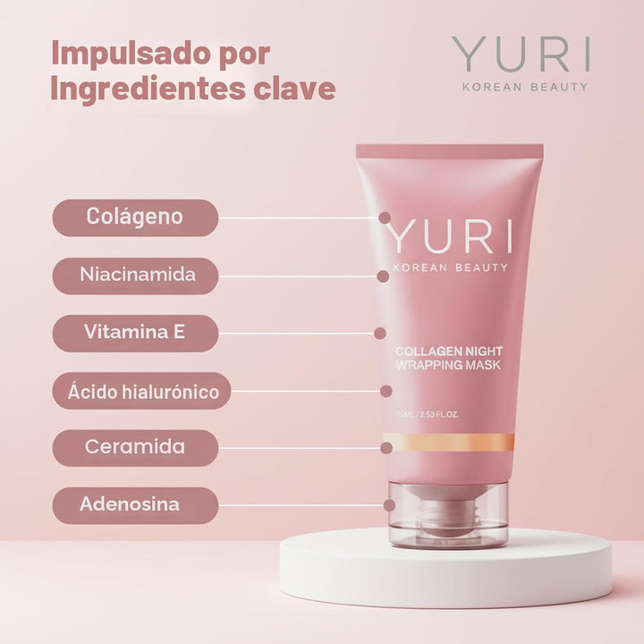 YURI BEAUTY Mascarilla de colágeno para envoltura nocturna, mascari...