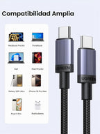 UGREEN Paquete de 2 cables USB C de 100 W de carga rápida, cable tipo C USB C para iPhone 17/16/15, MacBook Pro/Air, Galaxy S25/S24/S23, iPad Pro/Air, Pixel 10/9, Switch, AirPods, 10 pies