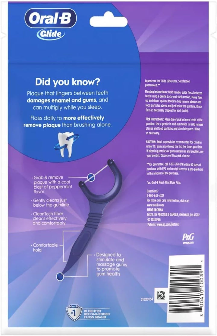 Oral-B Glide 3D White Floss Picks Radiant Mint, 75 u. (paquete de 6)