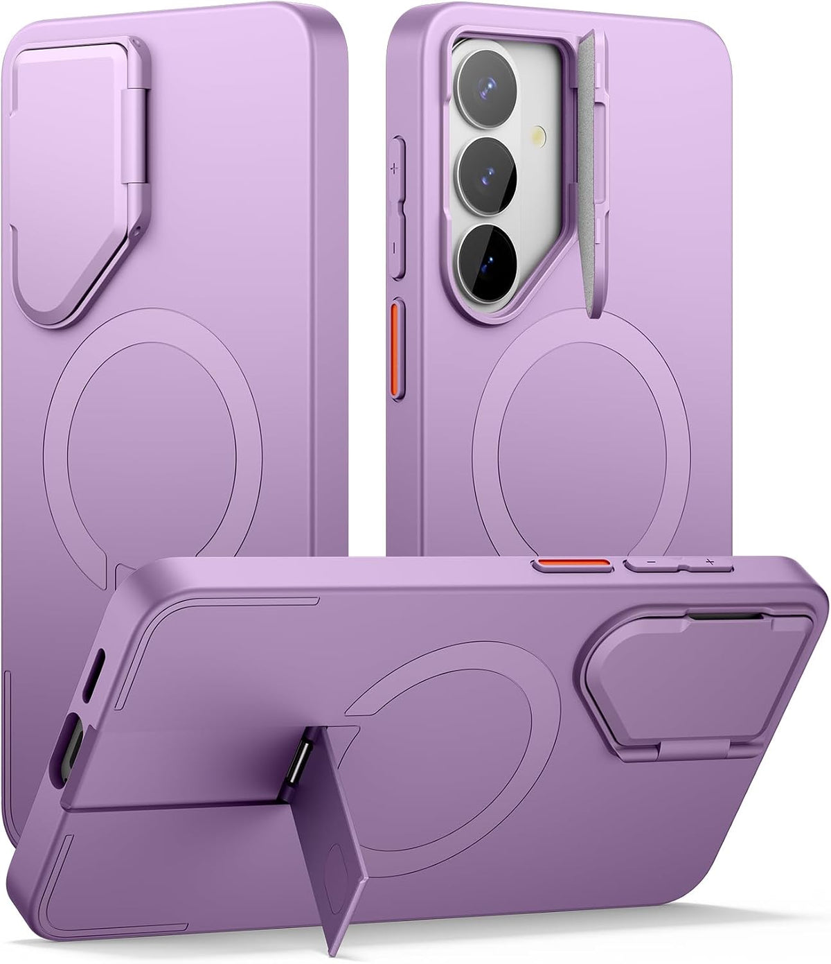 SURITCH para Samsung Galaxy S26 Plus Funda para Teléfono, Cubierta Magnética Protectora con Cubierta para Cámara y Soporte Metálico Ajustable para Galaxy S26 Plus - Taro Purple
