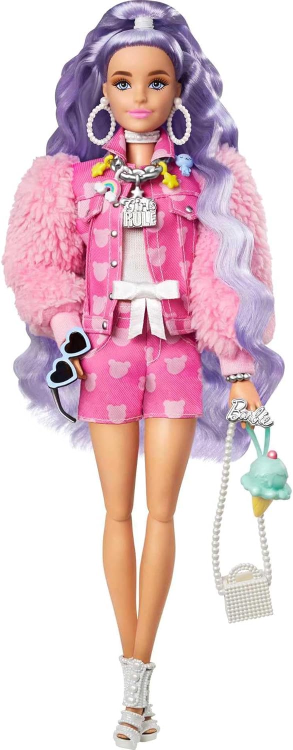Muñeca Barbie Extra y accesorios con pelo largo color periwinkle, c...