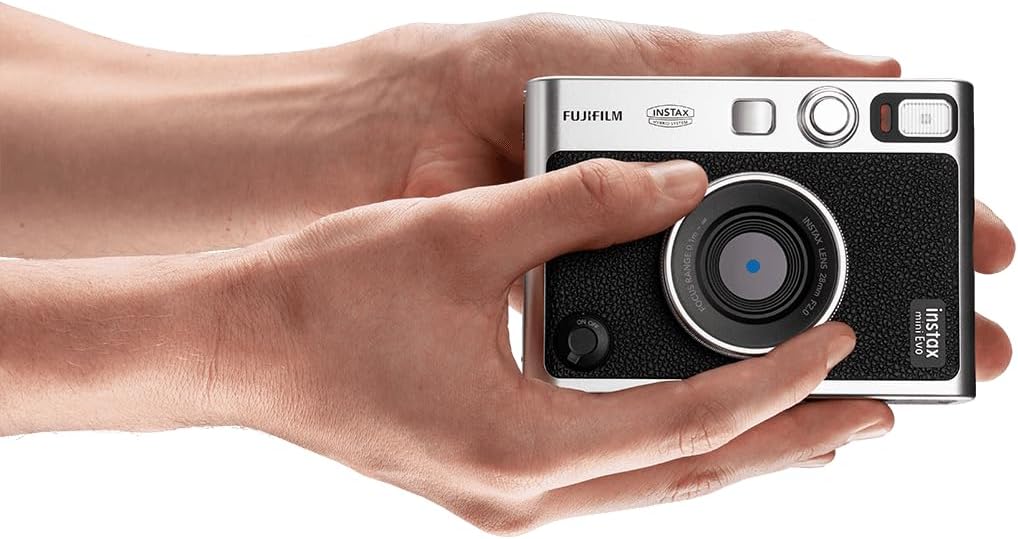 Cámara instantánea híbrida Fujifilm Instax Mini EVO negra + películ...