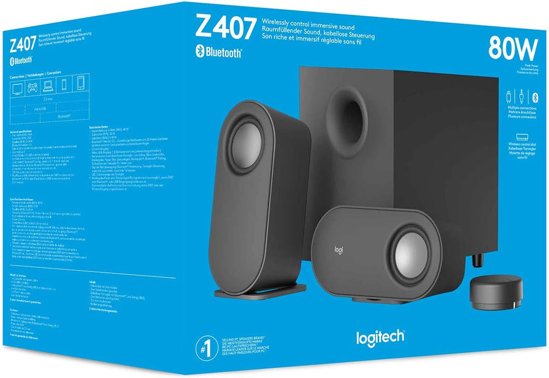 Logitech Altavoces Bluetooth Z407 para computadora con subwoofer y...