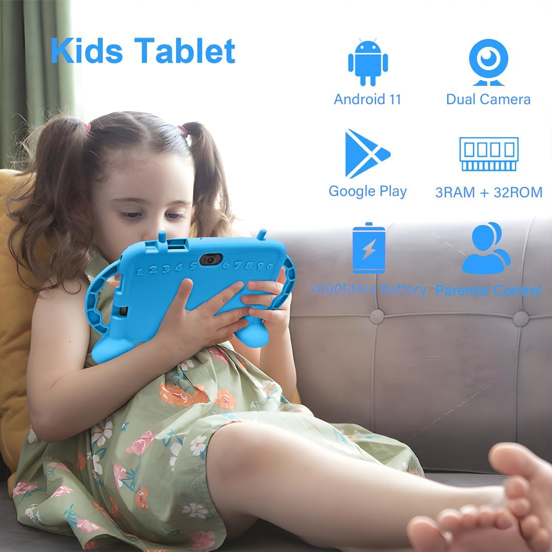 Tableta para niños de 7 pulgadas para niños de 3 a 10 años, Android 11 3GB