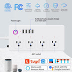 XENON ZigBee - Regletas de corriente, voz/aplicación/temporizador, 4 tomas de corriente controladas individualmente, compatibles con Alexa Google Home, Need ZigBee Gateway Hub