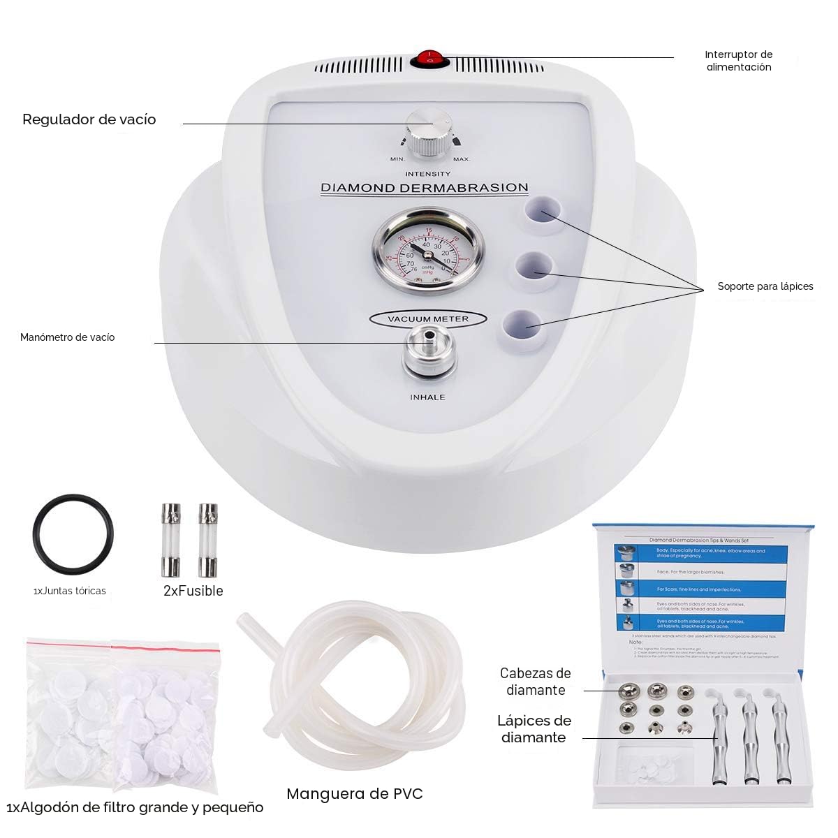 Máquina de microdermoabrasión con diamantes, Yofuly, potencia de su...