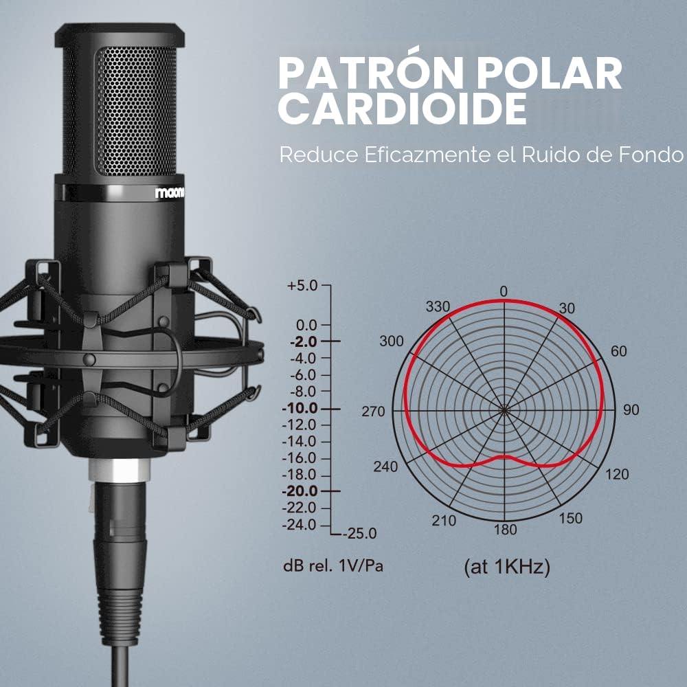 MAONO Micrófono de condensador XLR, micrófono de grabación de estud...