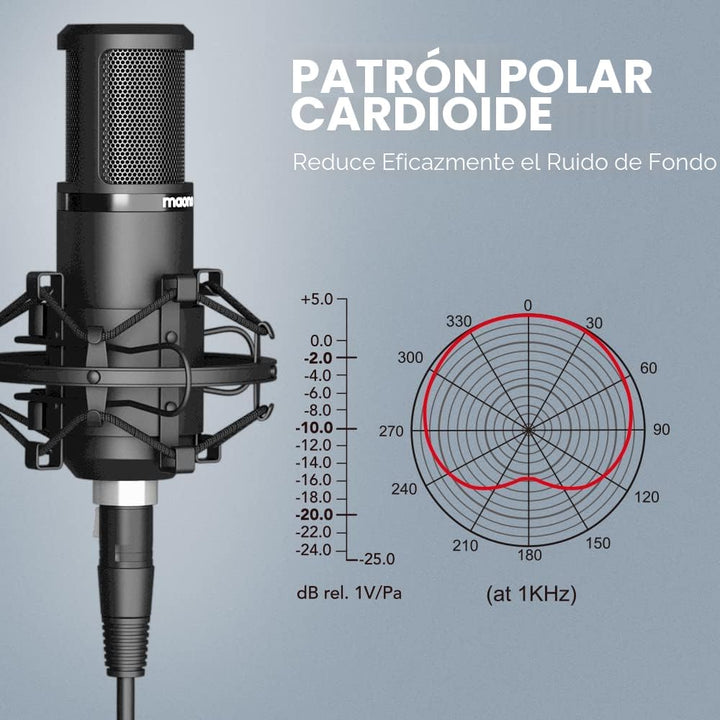 MAONO Micrófono de condensador XLR, micrófono de grabación de estud...