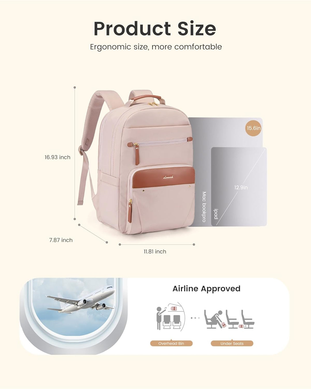 LOVEVOOK - Mochila para laptop de mujer, mochila de 15.6" para...