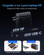 Cargador para portátil HP de 65 W con carga de dispositivo USB-C