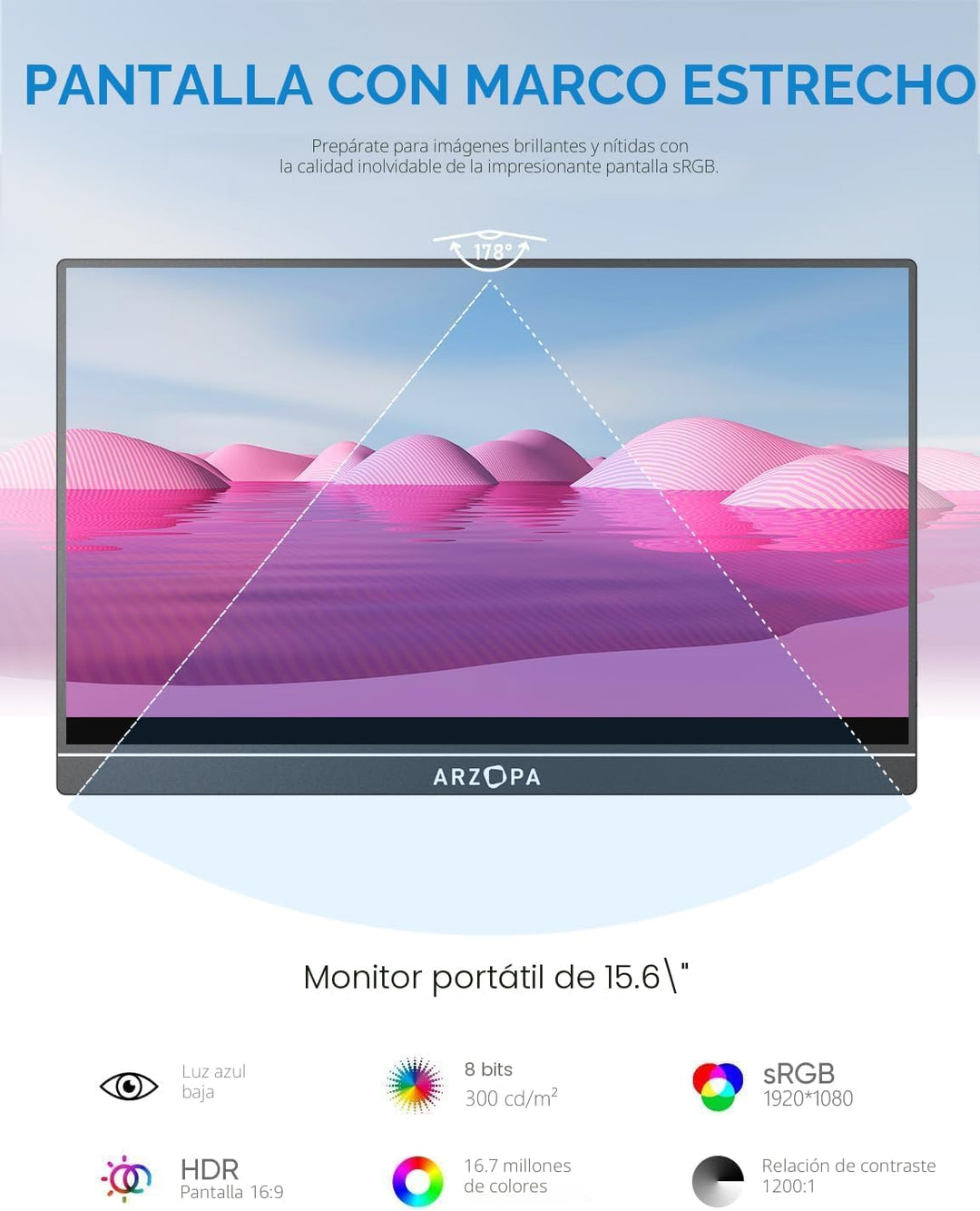 ARZOPA Monitor portátil de 15.6 pulgadas FHD 1080P \u2013 Monitor p...