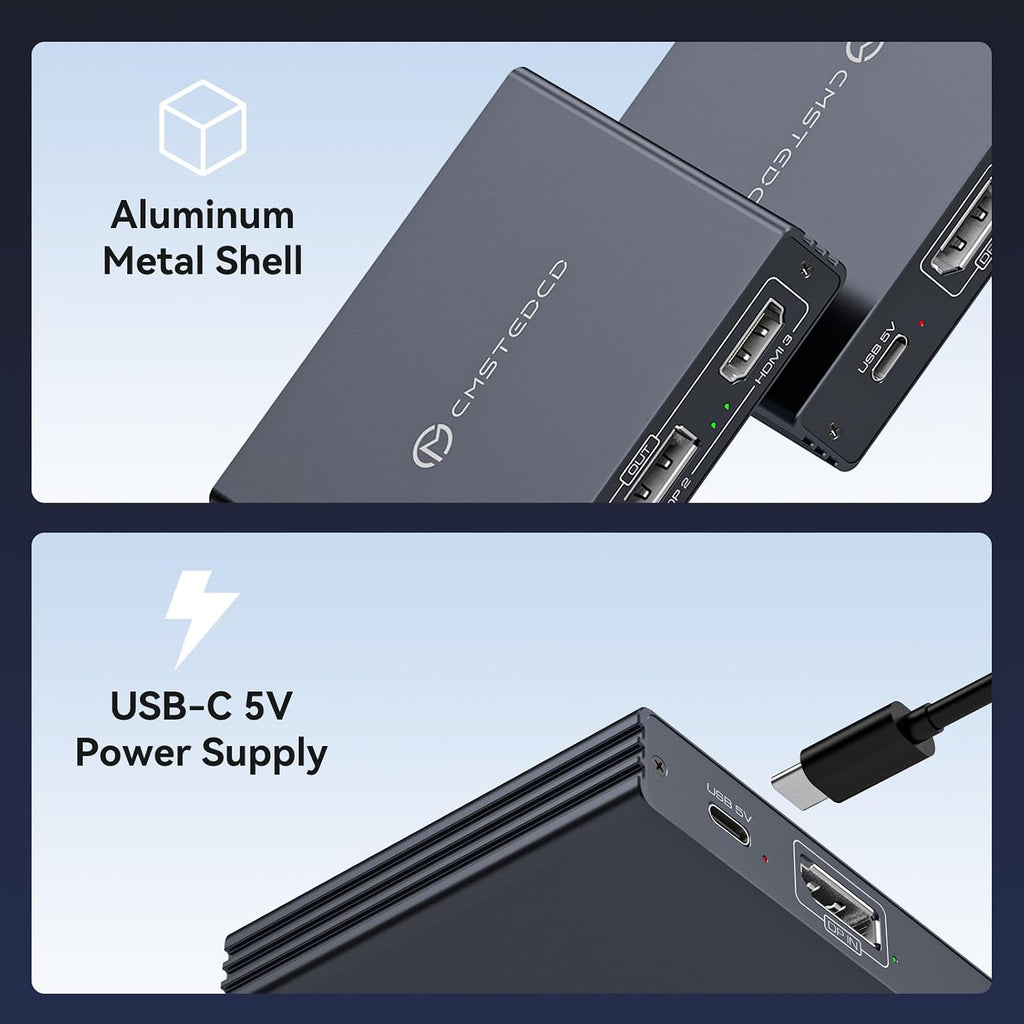 USB C a HDMI + DisplayPort Splitter 3 monitores con carga PD de 100 W Thunderbolt a HDMI DP Splitter 1 en 3 salidas Múltiples monitores Hub de pantalla extendida para convertidor compatible con
