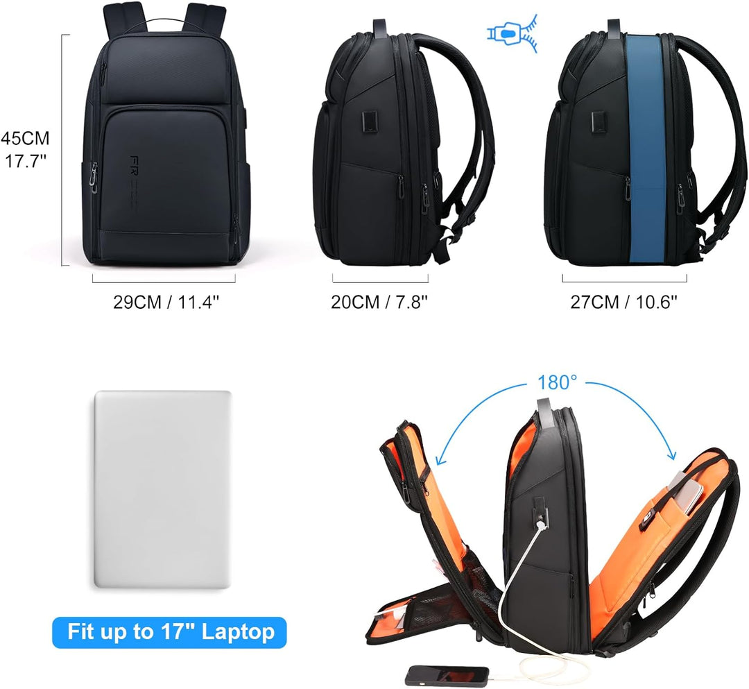 Mochila para portátil de 17 pulgadas para hombre de FENRUIEN, Negro...