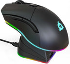 KLIM Blaze Pro - Ratón inalámbrico para juegos, con base de carga RGB