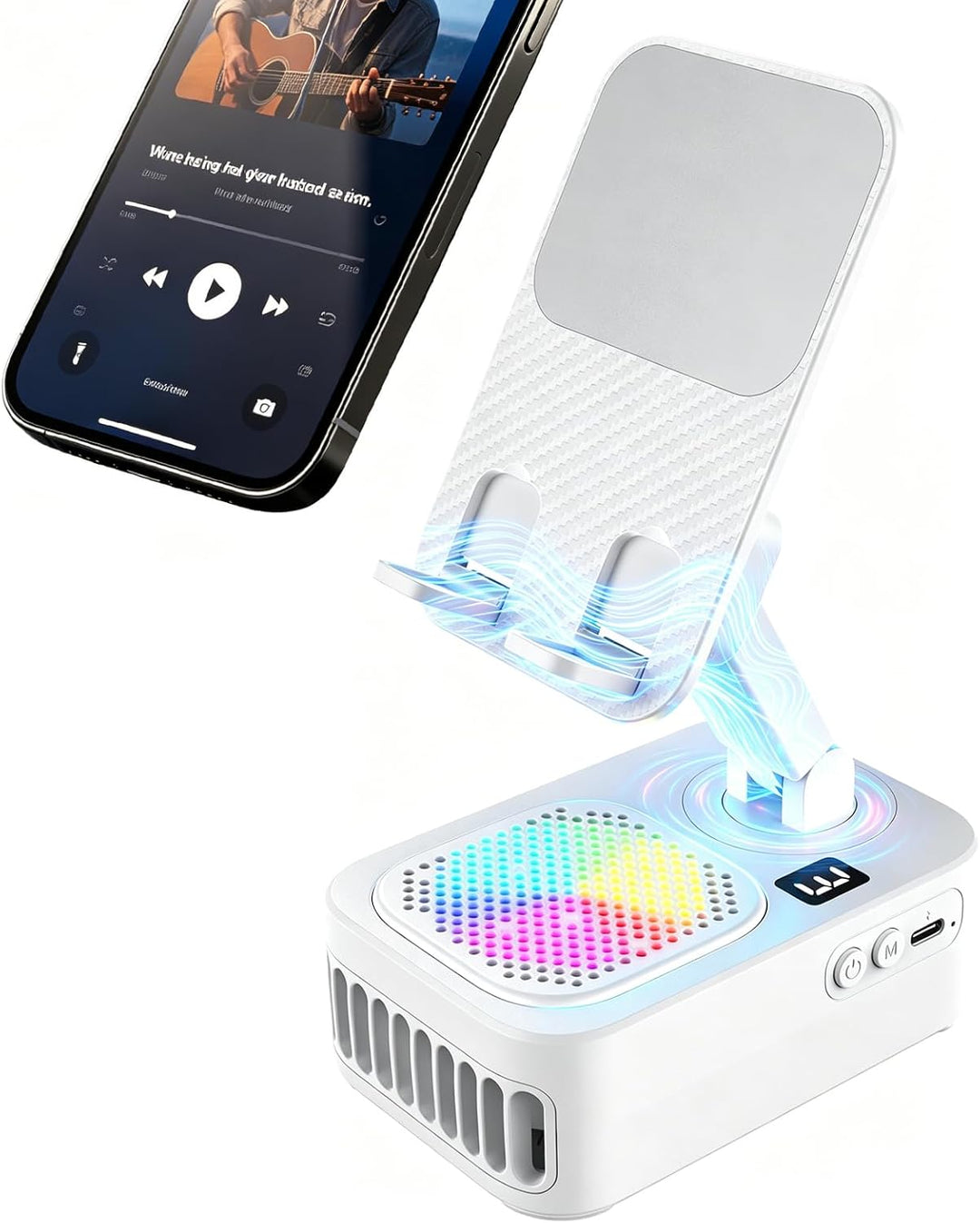 Altavoz Bluetooth de inducción inalámbrico con soporte para teléfon...