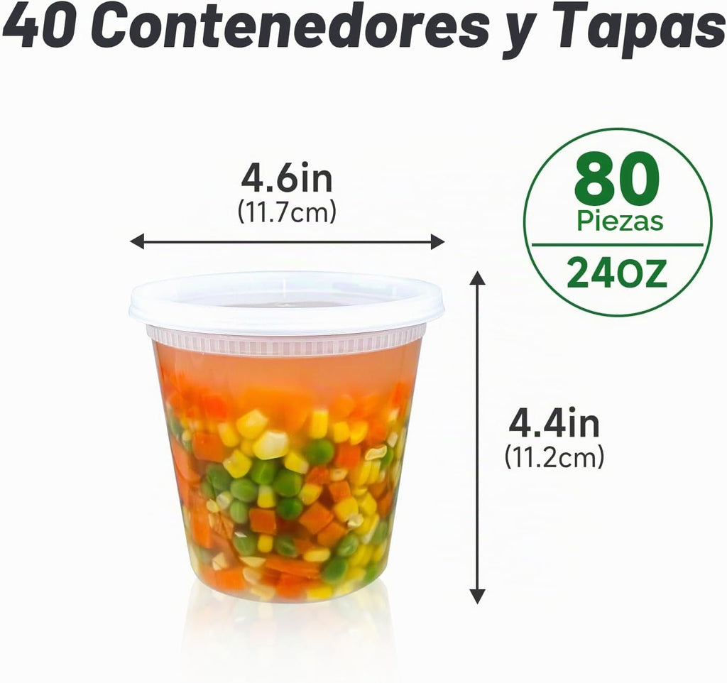 Dealusy Juego de 40 recipientes de 24 onzas con tapas