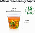 Dealusy Juego de 40 recipientes de 24 onzas con tapas