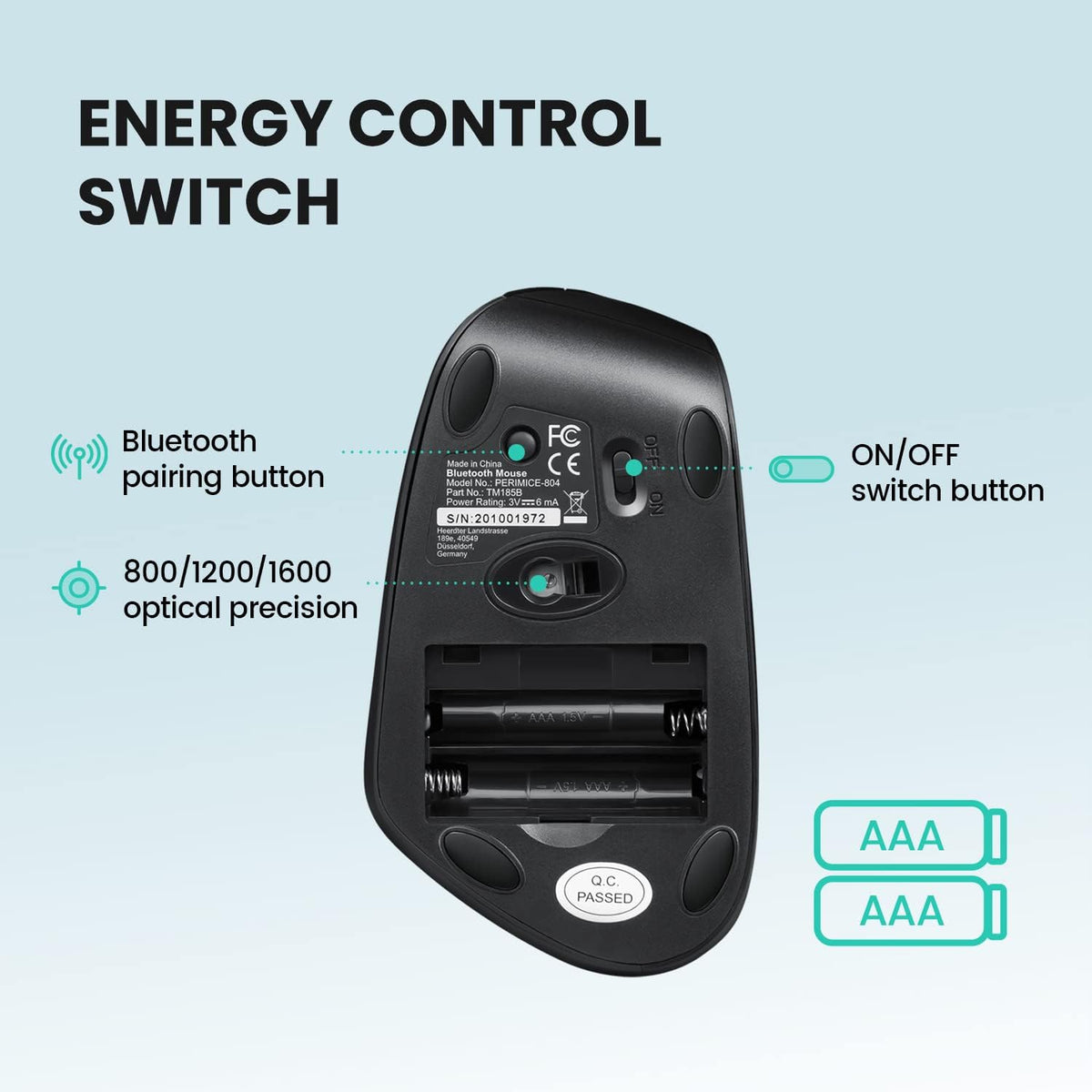 Perixx PERIMICE-804 - Ratón vertical Bluetooth, conexión Bluetooth...