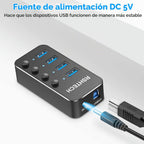 RSHTECH, hub USB 3.0 de 4 puertos, alimentado