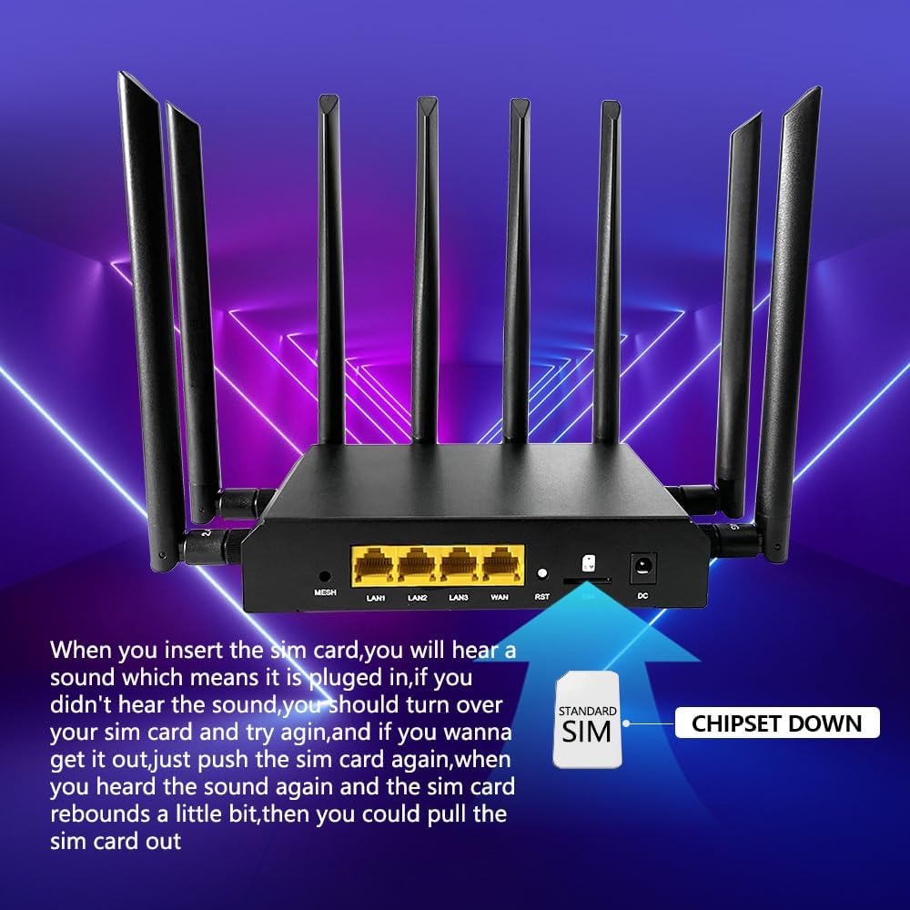 Wiflyer AX1800 4G LTE Router WiFi 6 Cat6, enrutador inalámbrico Gig...