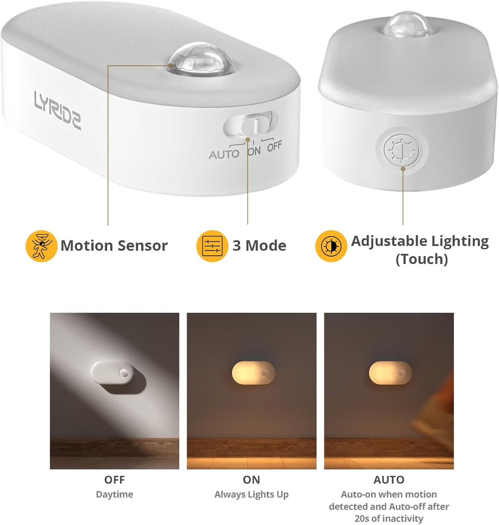 Luz nocturna de batería recargable con sensor de movimiento, paquete