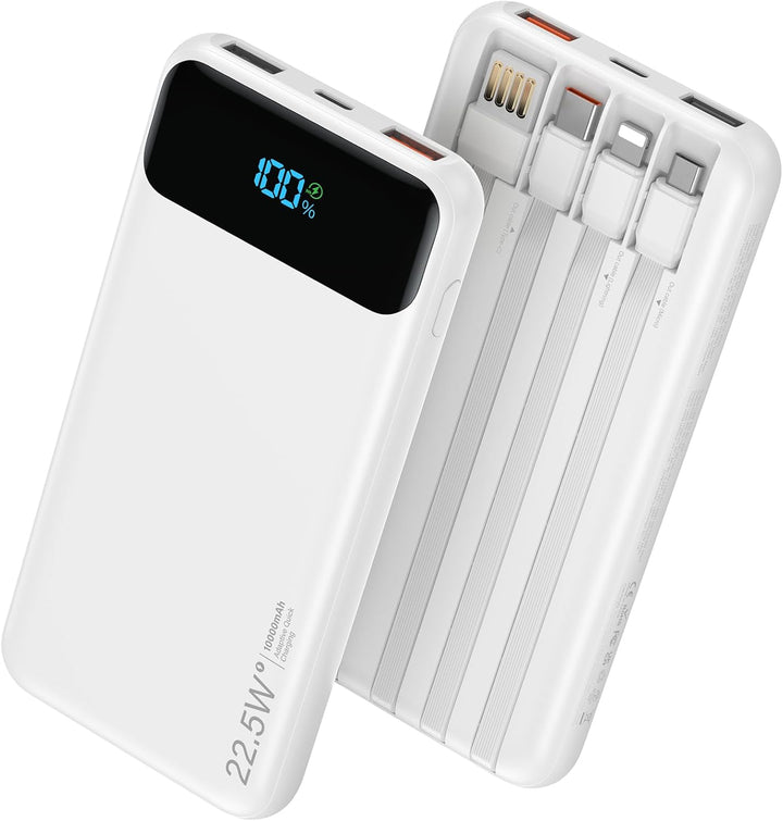Cargador portátil de 10000 mAh integrado con 4 cables, cargador de...