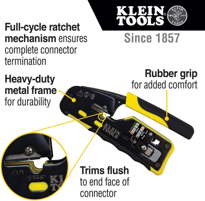 Klein Tools VDV226-110 Crimpadora de cables de datos modulares con...