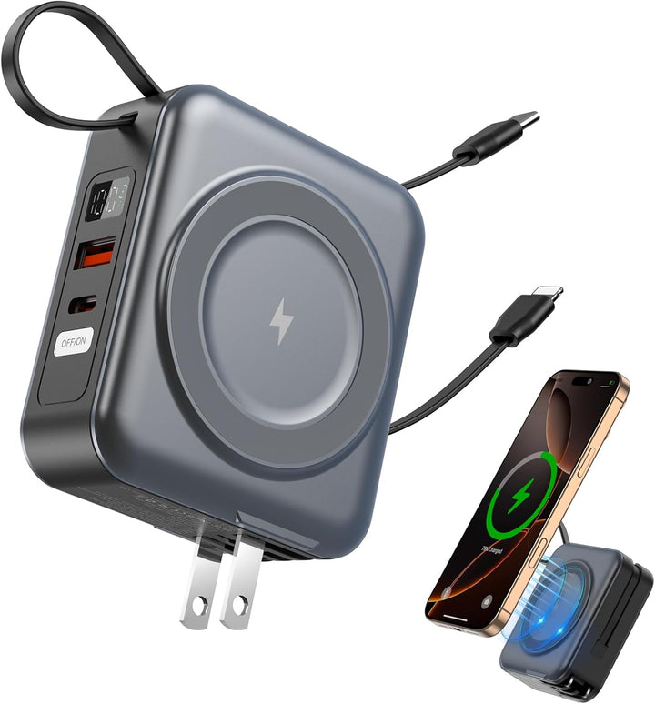 para Magsafe Cargador portátil con enchufe de pared AC, Banco de en...