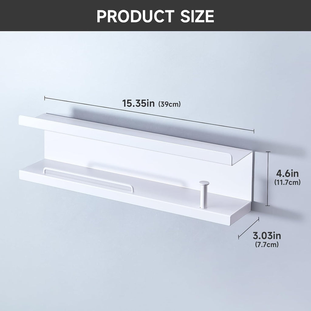 Soporte de secador de pelo para pared con diseño de 3 niveles y espacio para fijación con adhesivo o tornillos
