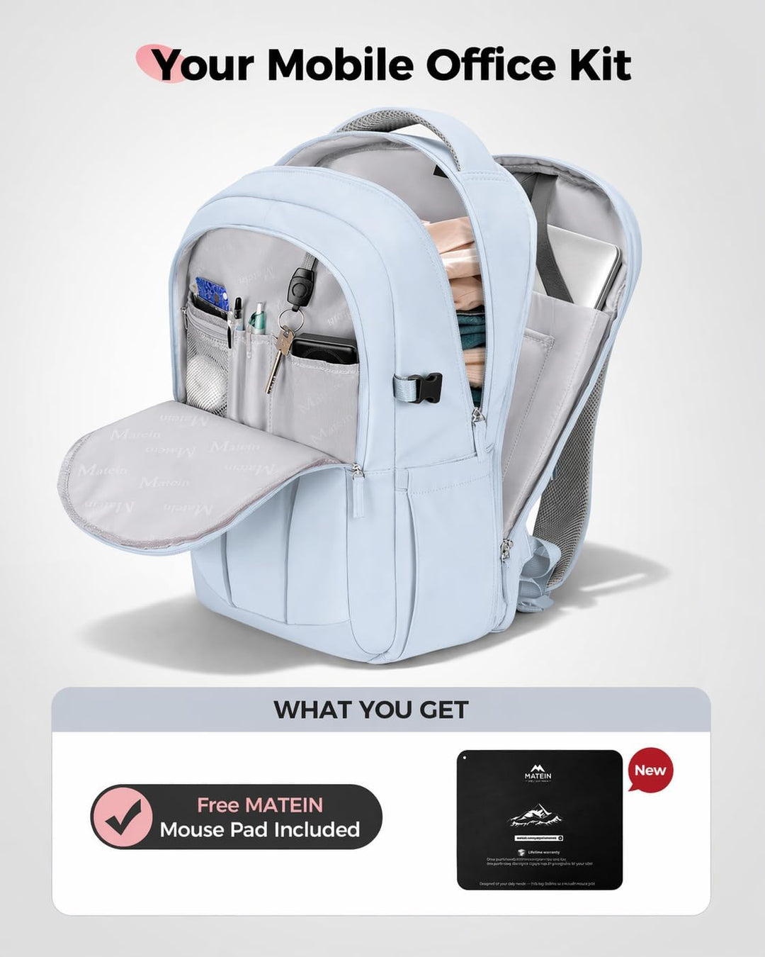 MATEIN HER Mochila de trabajo para laptop con compartimento para al...