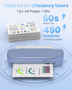 Máquina laminadora de 13 pulgadas de 11 x 17 pulgadas con hojas laminadoras personales para profesores, máquina de laminación térmica fría de calentamiento 60S para oficina en casa, máquina de