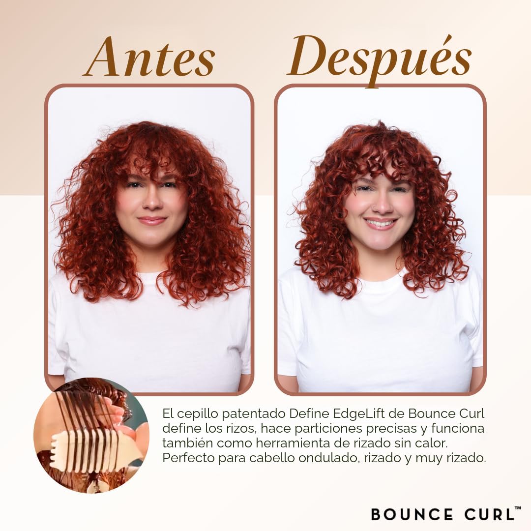 Bounce Curl Define EdgeLift Brush, Herramienta 5 en 1 para Rizos, O...