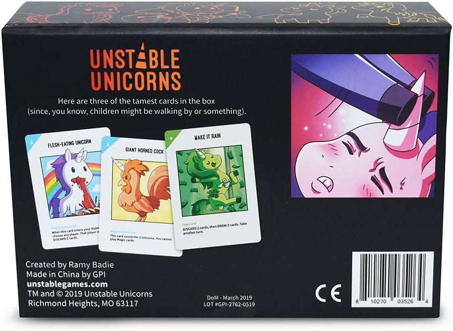 Unstable Games - Juego de cartas NSFW de unicornios inestables - Un juego de cartas estratégico y de fiesta para adultos con reglas de bebida disponibles (para mayores de 21 años)