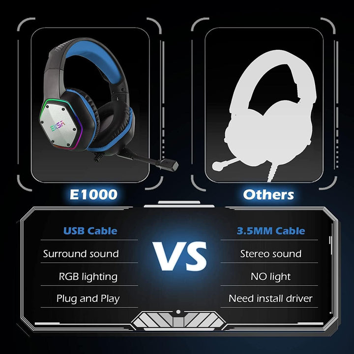 EKSA E1000 - Auriculares para juegos, auriculares de computadora co...
