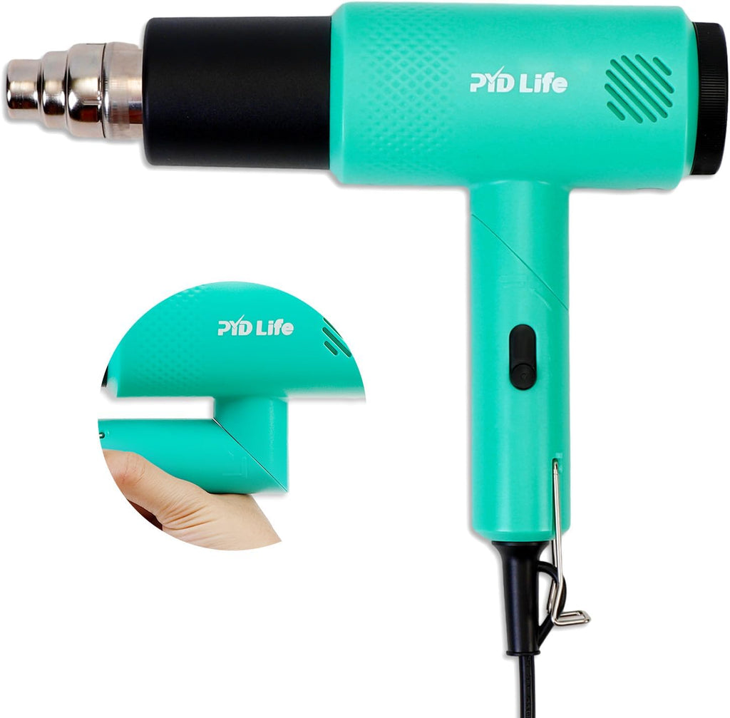 PYD Life Pistola sopladora de calor para sublimación en blanco Película de envoltura retráctil Pistola de aire caliente de 110 V para control de temperatura de envoltura retráctil con ajustes de 2
