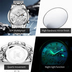 OLEVS Relojes para Hombres de Negocios de Acero Inoxidable, a Prueba de Agua, Estilo Casual Formal