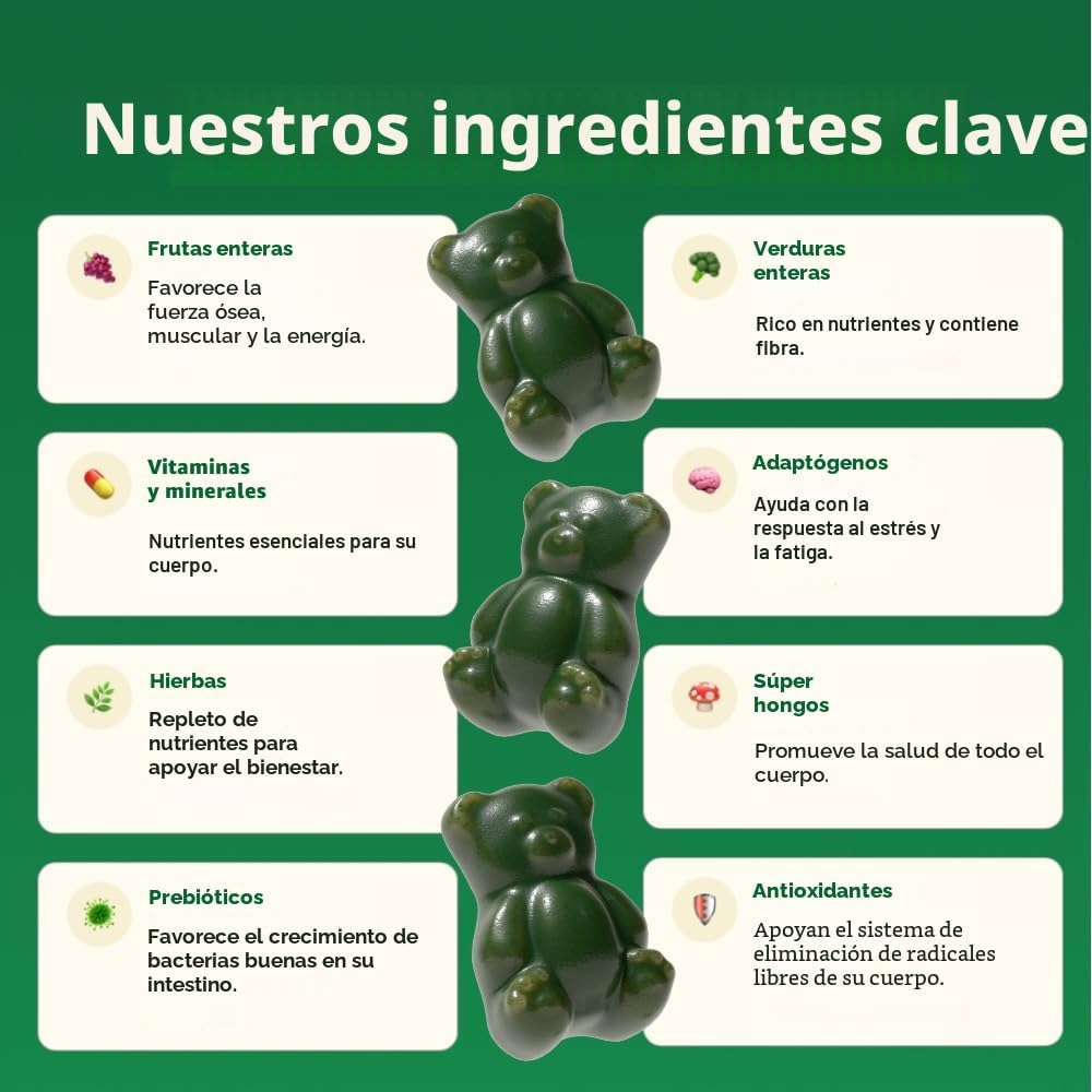 Gruns - Gomitas multivitamínicas Super Greens para adultos, superal...