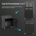 Goplus Baúl de herramientas, gabinete de almacenamiento de herramientas con 5 cajones y ruedas, con parte superior desmontable, caja de herramientas, forro, ruedas universales bloqueables, estante