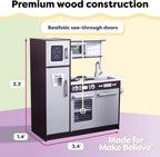 KidKraft Cocina de Juguete Uptown Espresso de Madera con Teléfono de Juguete, Pizarra y Toallero, Espresso