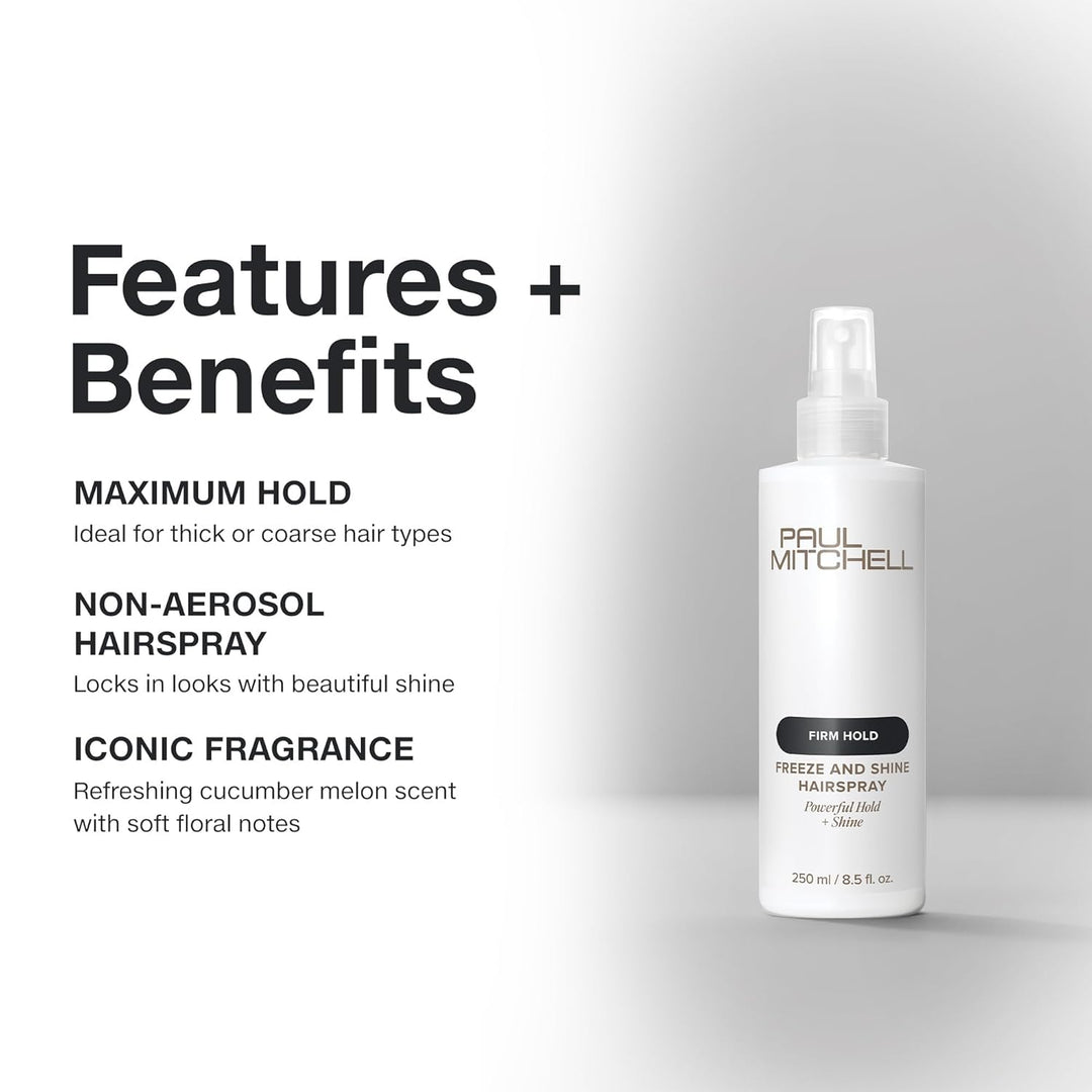 Paul Mitchell Freeze and Shine Super Hairspray, máxima sujeción, la...
