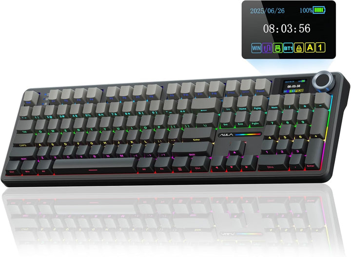 AULA F108 PRO - Teclado mecánico inalámbrico con pantalla y perilla...